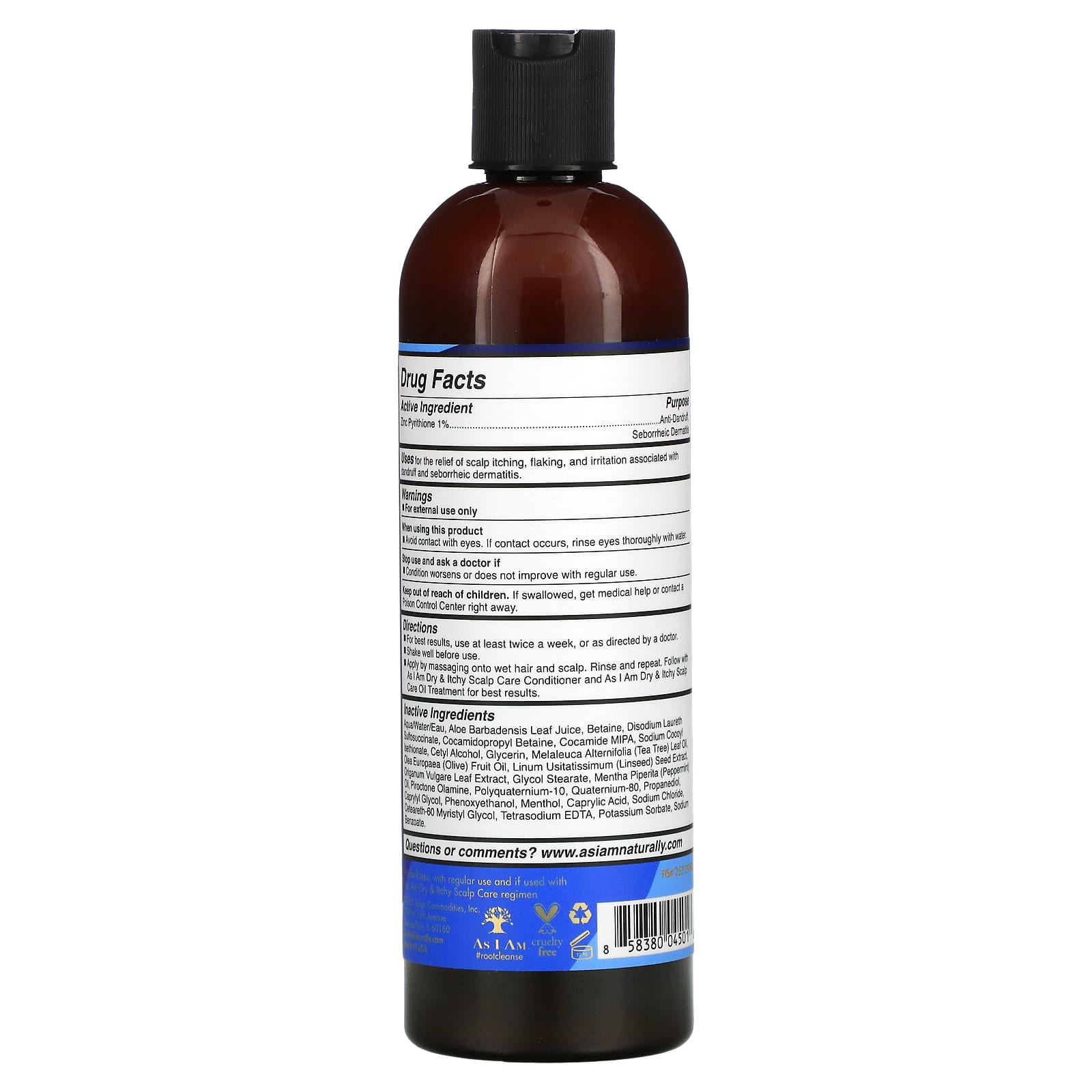 As I Am Dry And Itchy Scalp Care Olive And Tea Tree Dandruff Shampoo 12 Oz