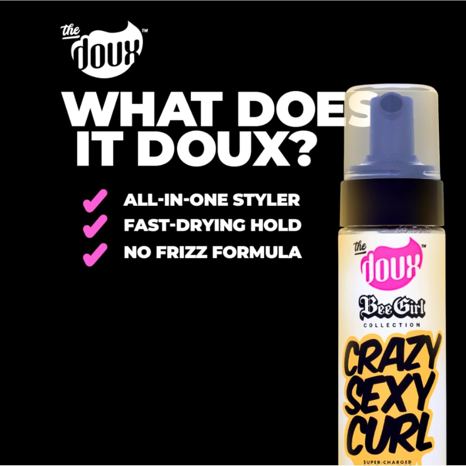 The Doux Crazy Sexy Curl Honey Setting Foam for All Hair Types Detangles Defines & Conditions 7 Oz