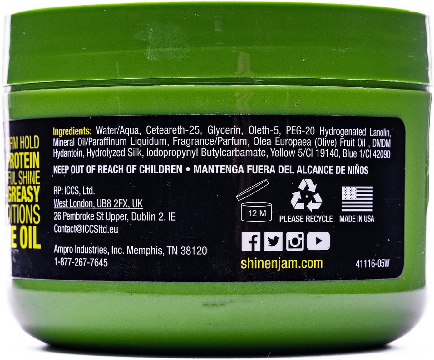 Shine 'N Jam Silk Edges With Olive Oil Salon Size 8oz