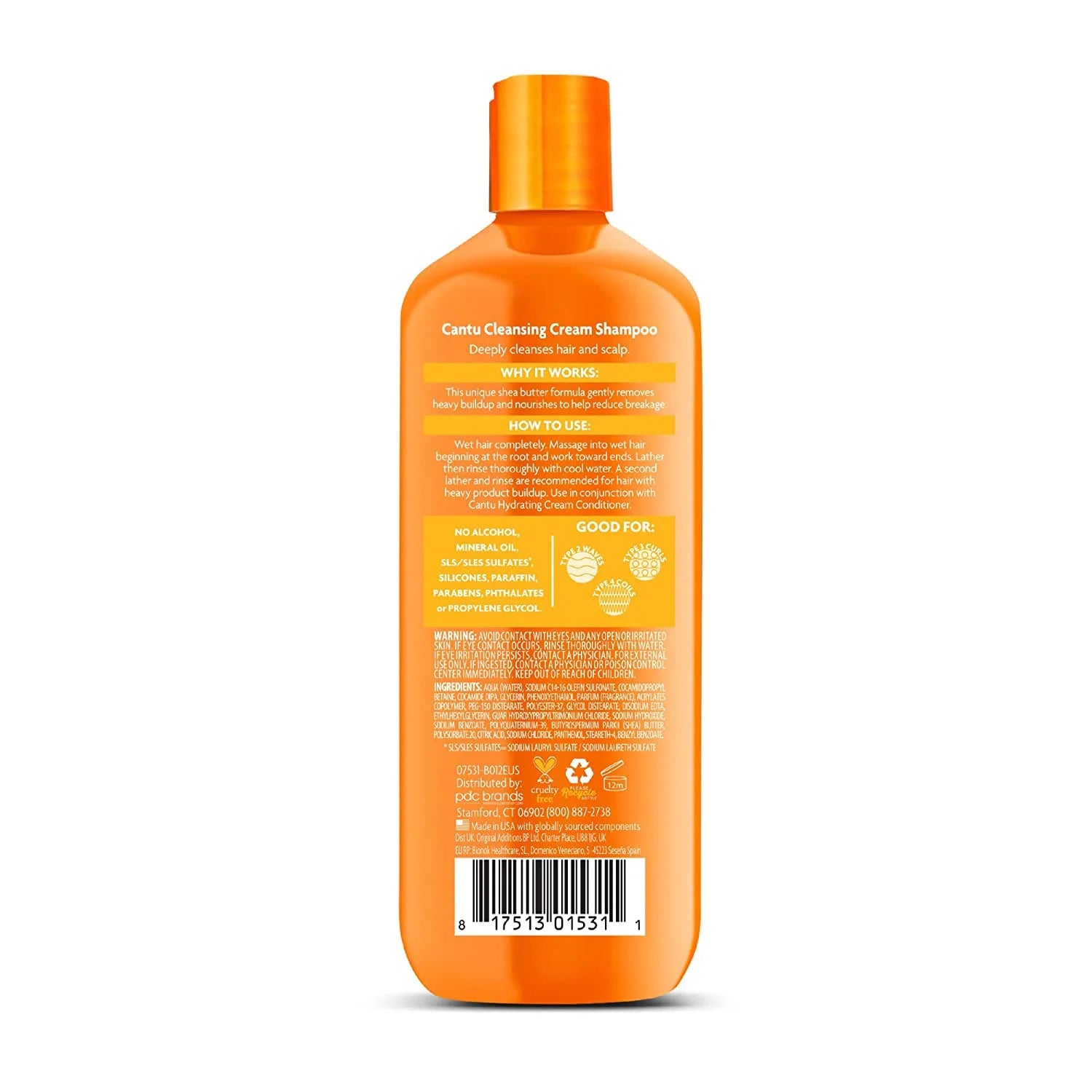 Cantu Shea Butter For Natural Hair Sulfate Free Cleansing Cream Shampoo 13.5 Oz