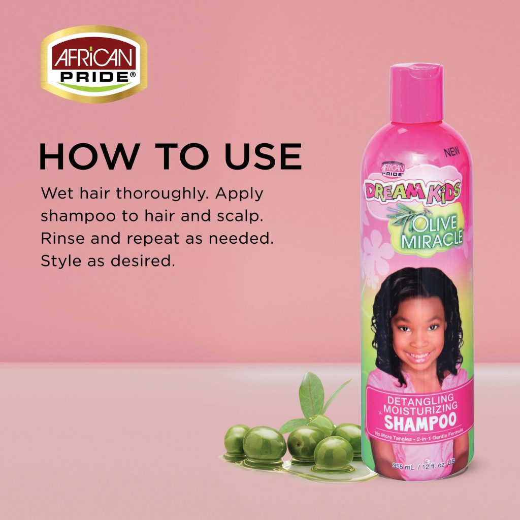 African Pride Dream Kids Olive Miracle Detangling Moisturising Shampoo 12 Oz