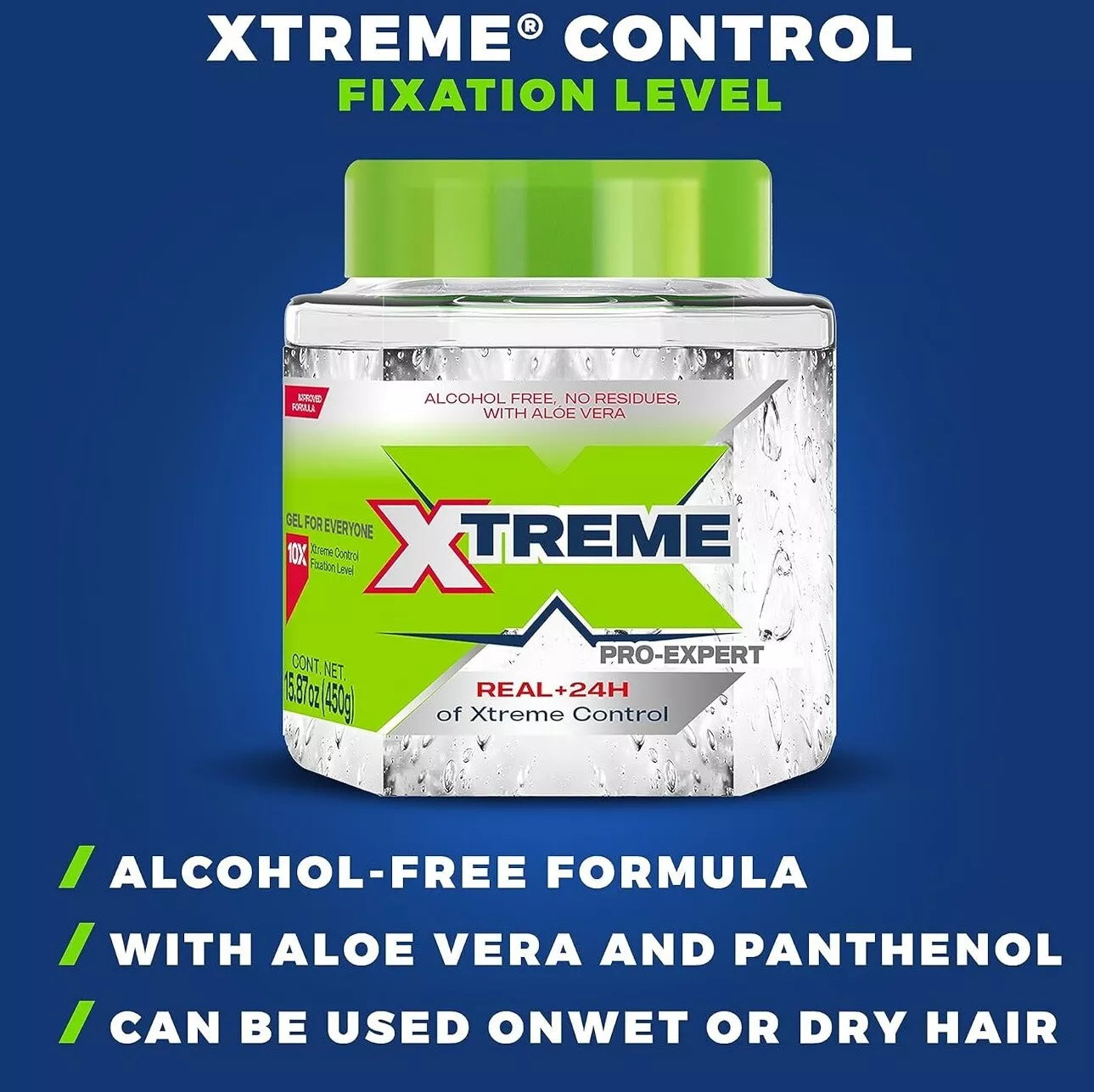 Xtreme Pro-Expert Clear Styling Hair Gel Alcohol-Free 24-Hours Control With Aloe Vera 15.87 Oz