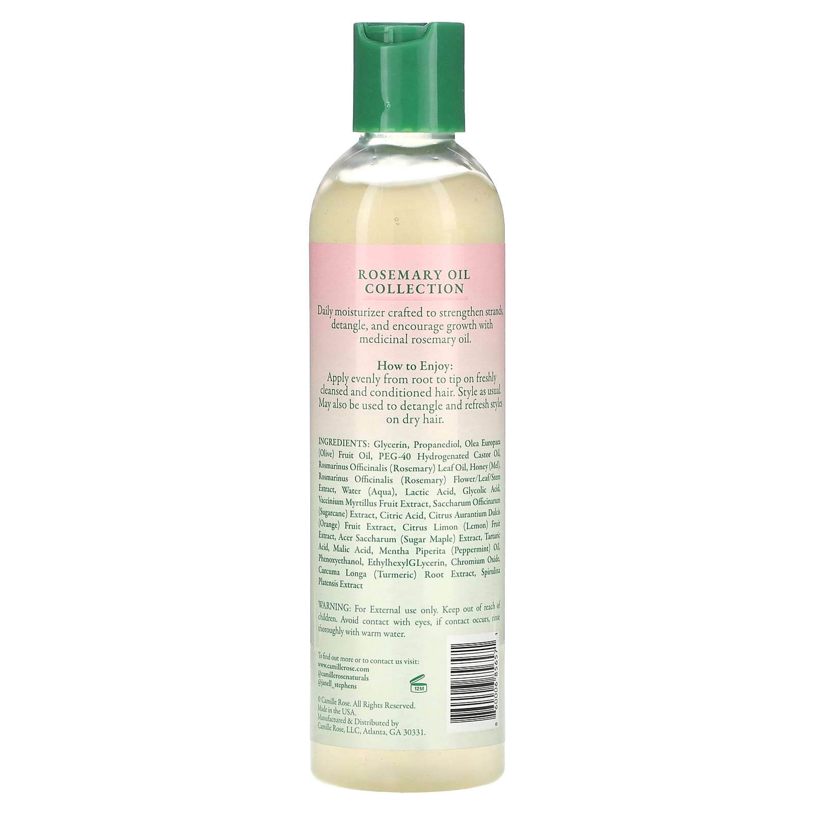 Camille Rose Rosemary Oil Strengthening Leave-In Conditioner 8.0 Oz