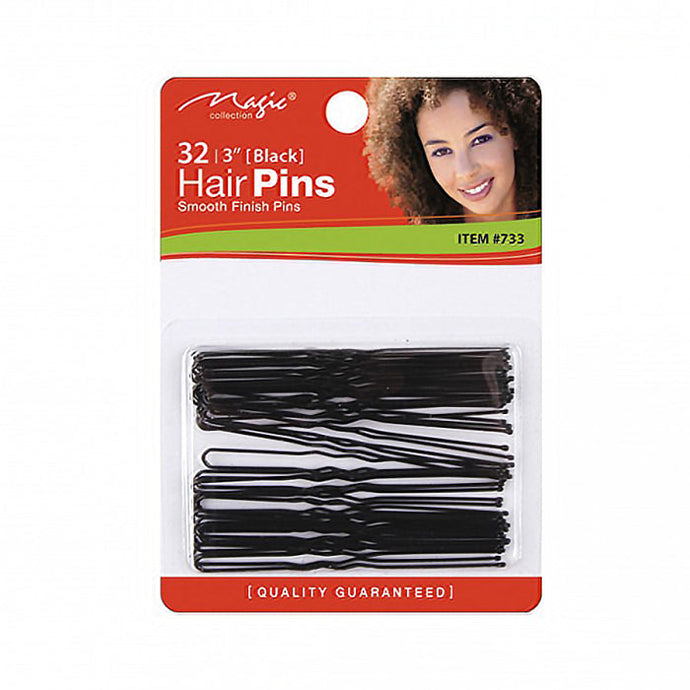 Magic Collection Hair Pin With Ball Tip Black 32pcs