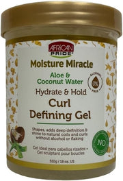 African Pride Moisture Miracle Aloe & Coconut Water Hydrate & Hold Curl Defining Gel 18 Oz