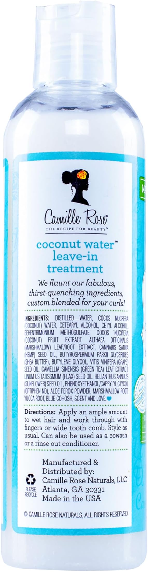 Camille Rose Coconut Water Leave-In Detangling Hair Treatment 8 Oz