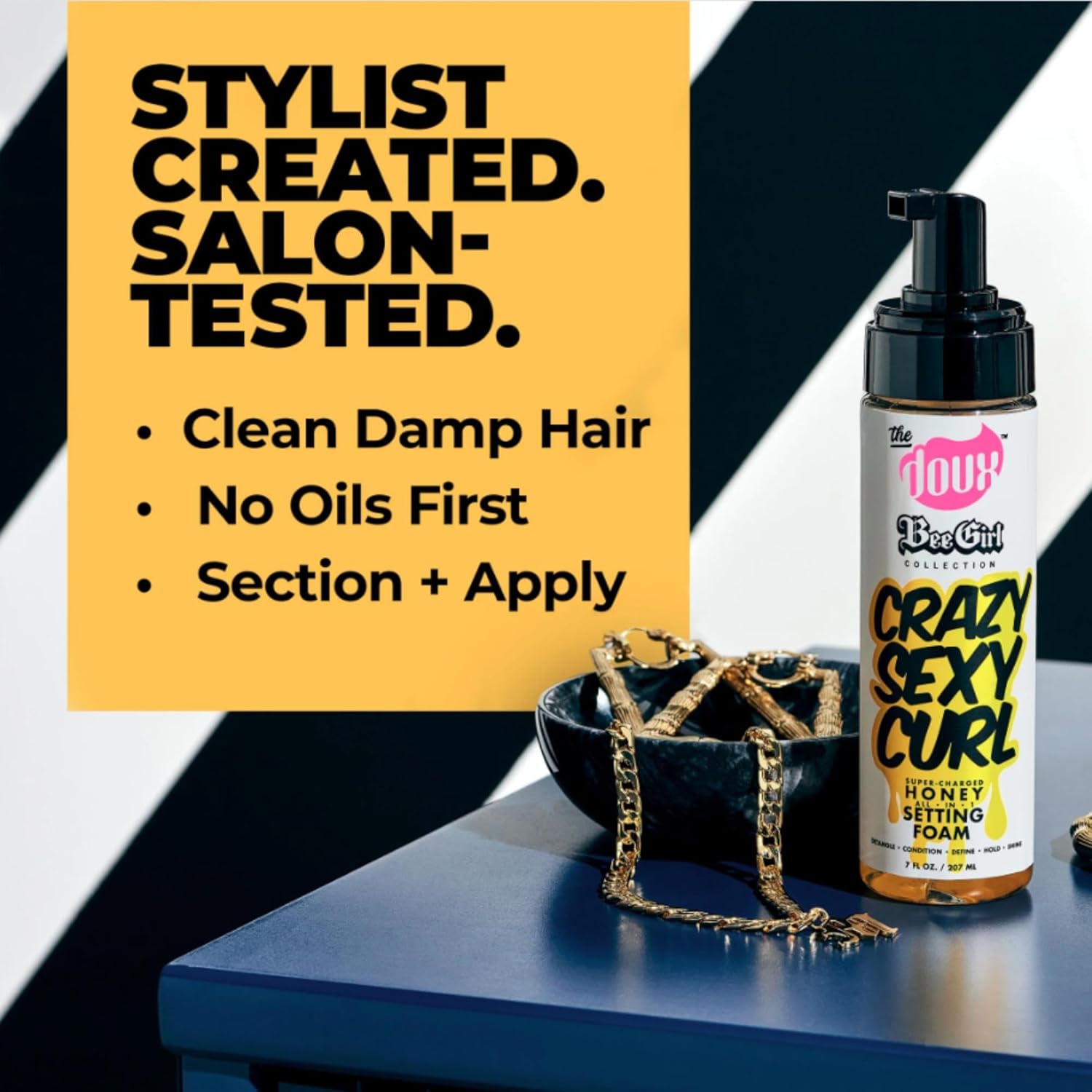 The Doux Crazy Sexy Curl Honey Setting Foam for All Hair Types Detangles Defines & Conditions 7 Oz