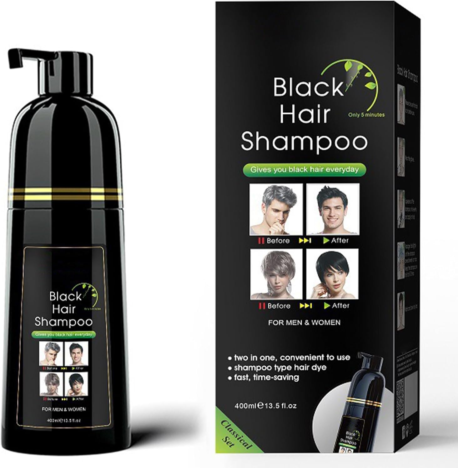 Dexe Black Hair Shampoo Natural Hair Instant Hair Dye Shampoo 14 Oz