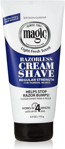 Magic Razorless Cream Shave Regular Strength Light Fresh Scent 6 Oz