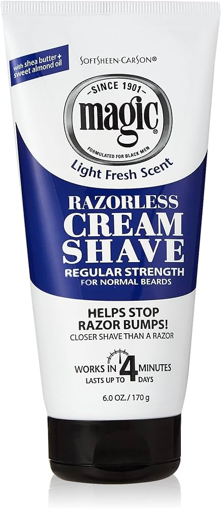 Magic Razorless Cream Shave Regular Strength Light Fresh Scent 6 Oz