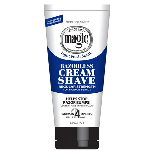 Magic Razorless Cream Shave Regular Strength Light Fresh Scent 6 Oz