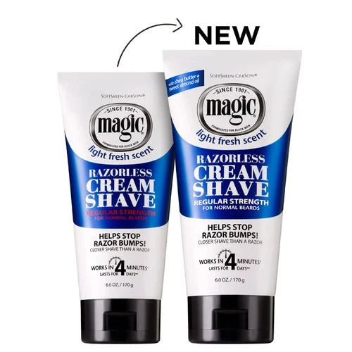 Magic Razorless Cream Shave Regular Strength Light Fresh Scent 6 Oz