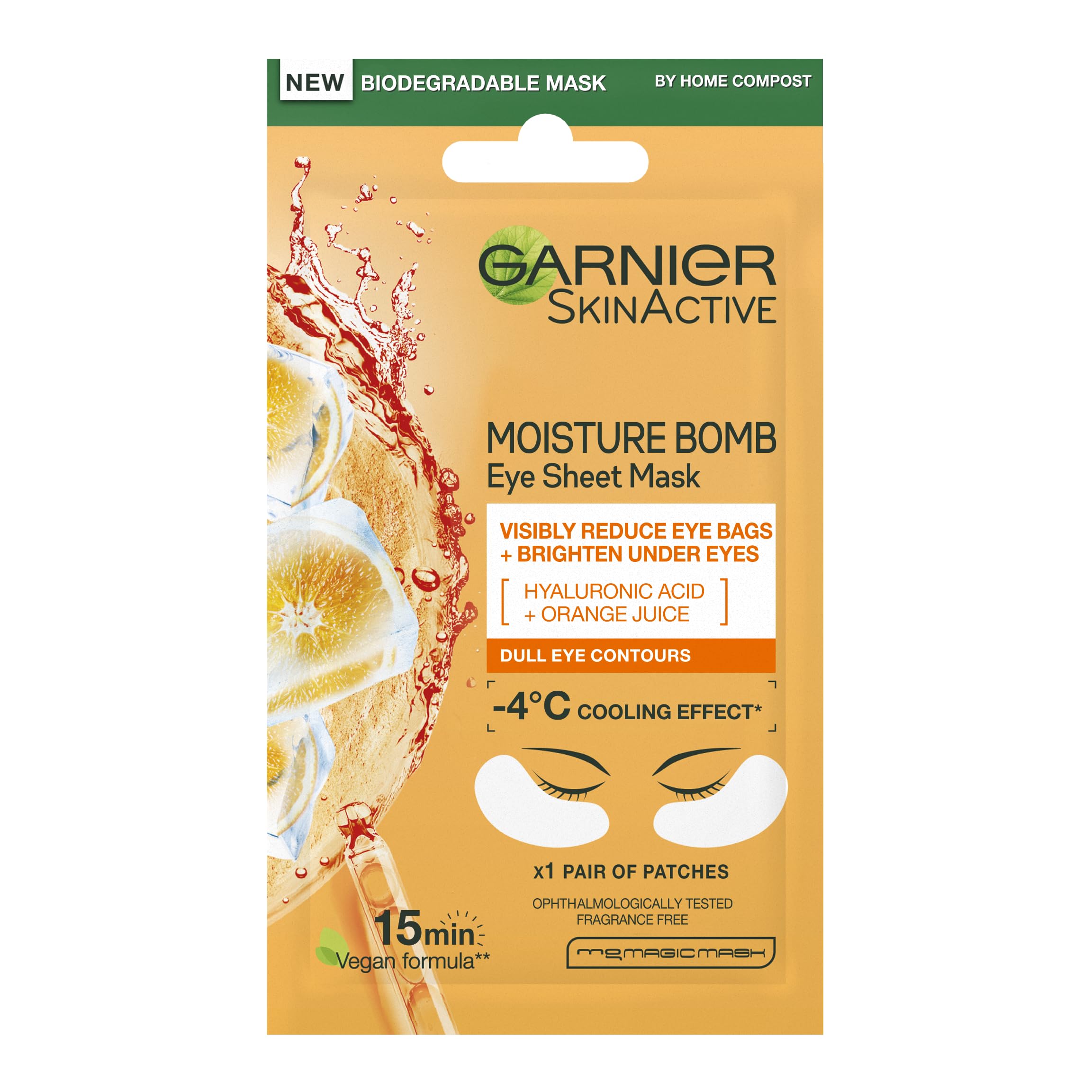 Garnier Skin Active Moisture Bomb Eye Sheet Mask Hyaluronic Acid + Orange Juice