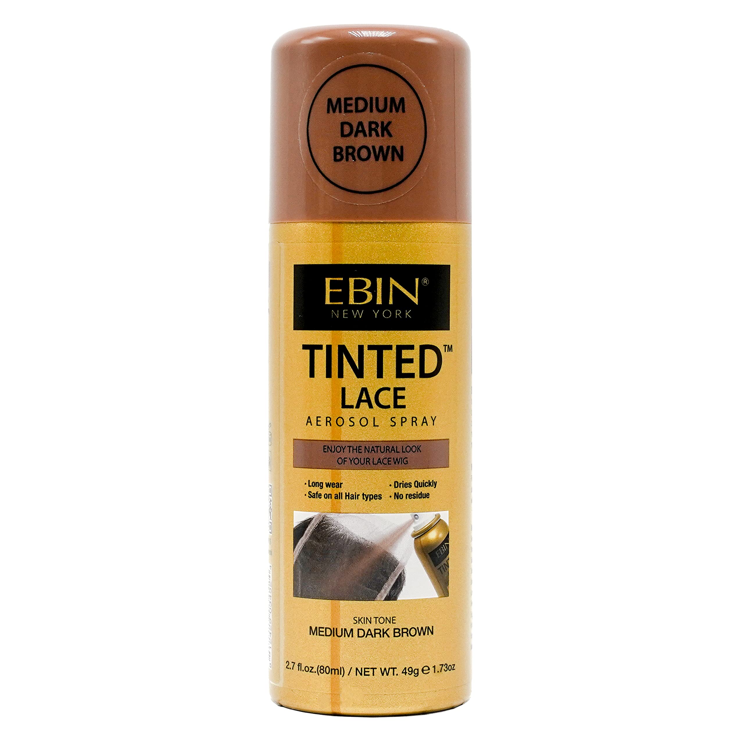 EBIN New York Tinted Lace Aerosol Spray 80ml - Medium Dark Brown