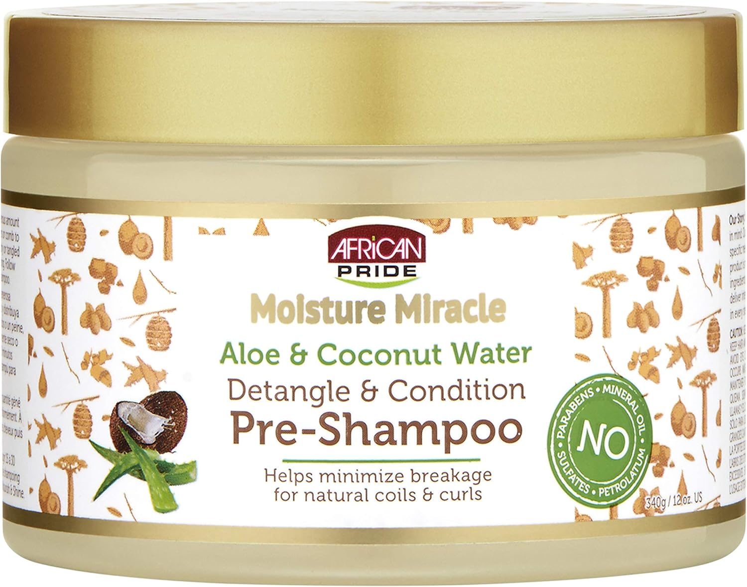 African Pride Moisture Miracle Aloe & Coconut Water Detangle & Condition Pre- Shampoo 12 oz