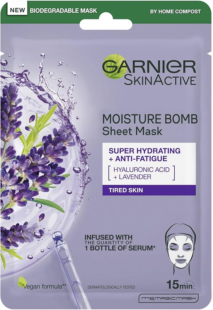 Garnier Skin Active Moisture Bomb Tissue Mask Lavender + Hyaluronic Acid