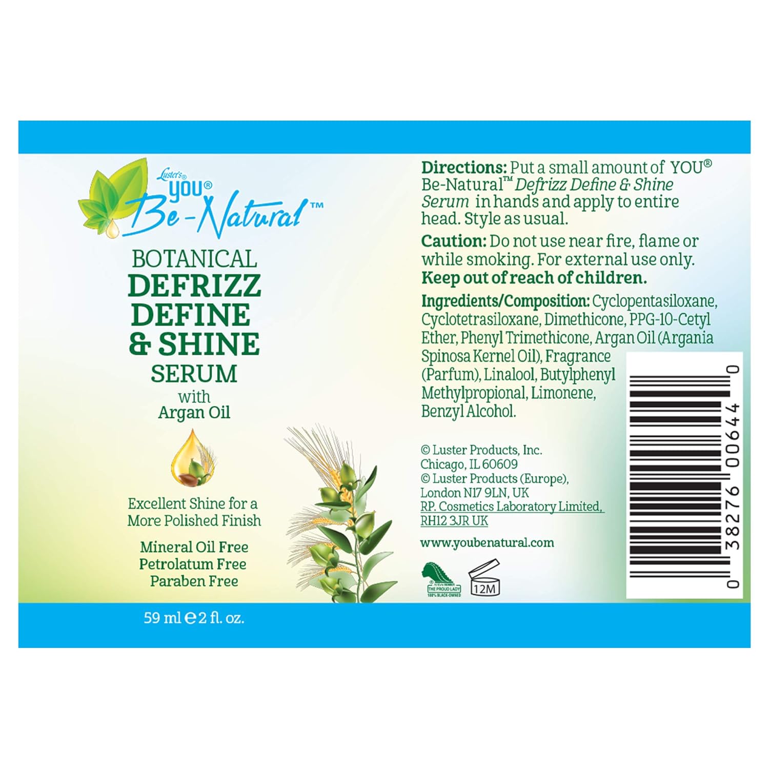Lusters You Be-Natural Botanical Defrizz Define & Shine Serum with Argan Oil 2 oz