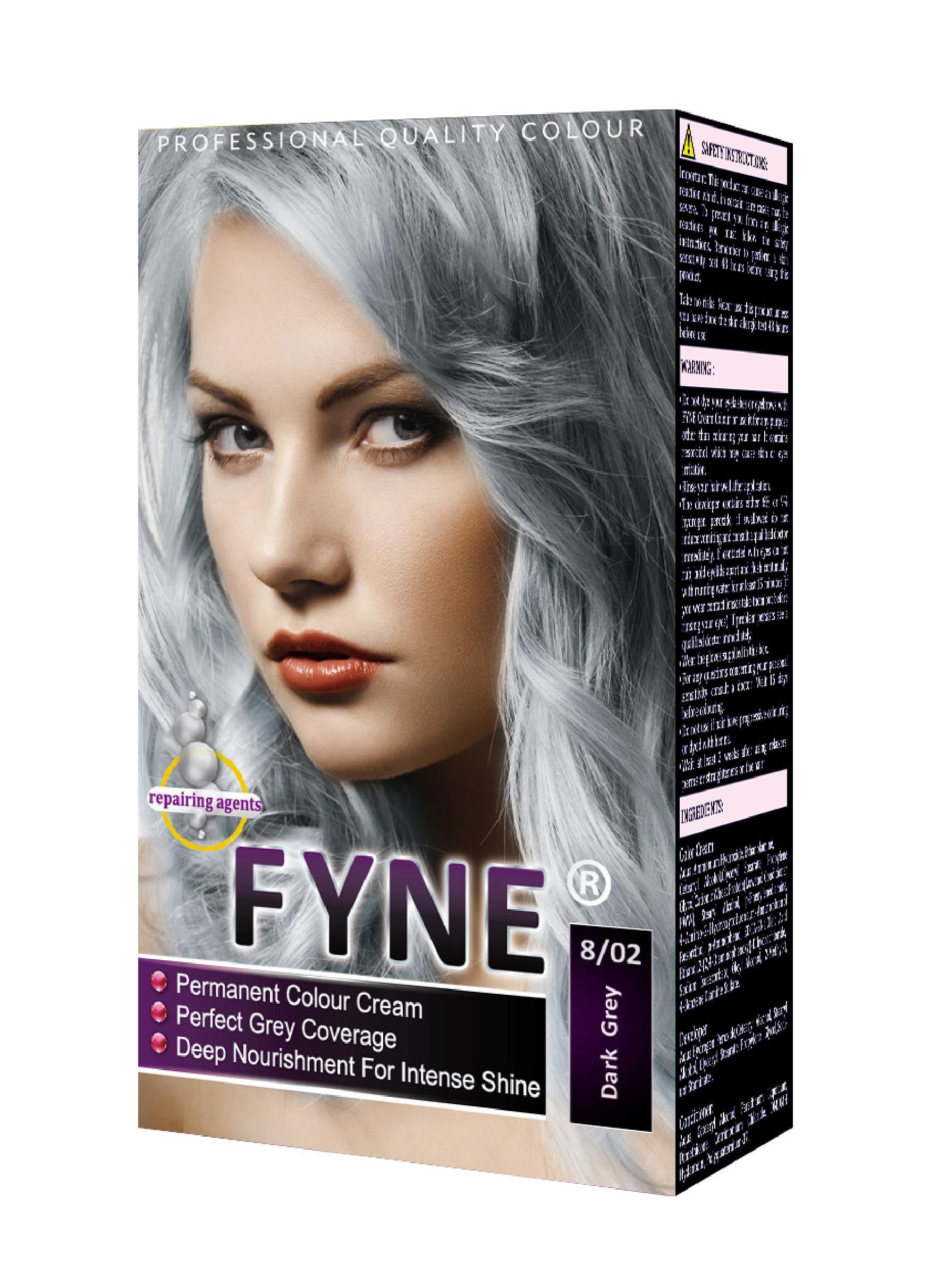 Fyne Permanent Dark Grey Hair Dye 4.2 Oz