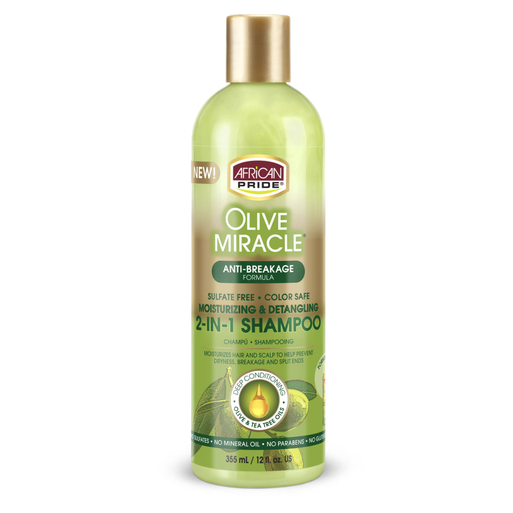 African Pride Olive Miracle 2 in 1 Hair Shampoo & Conditioner 12 Oz