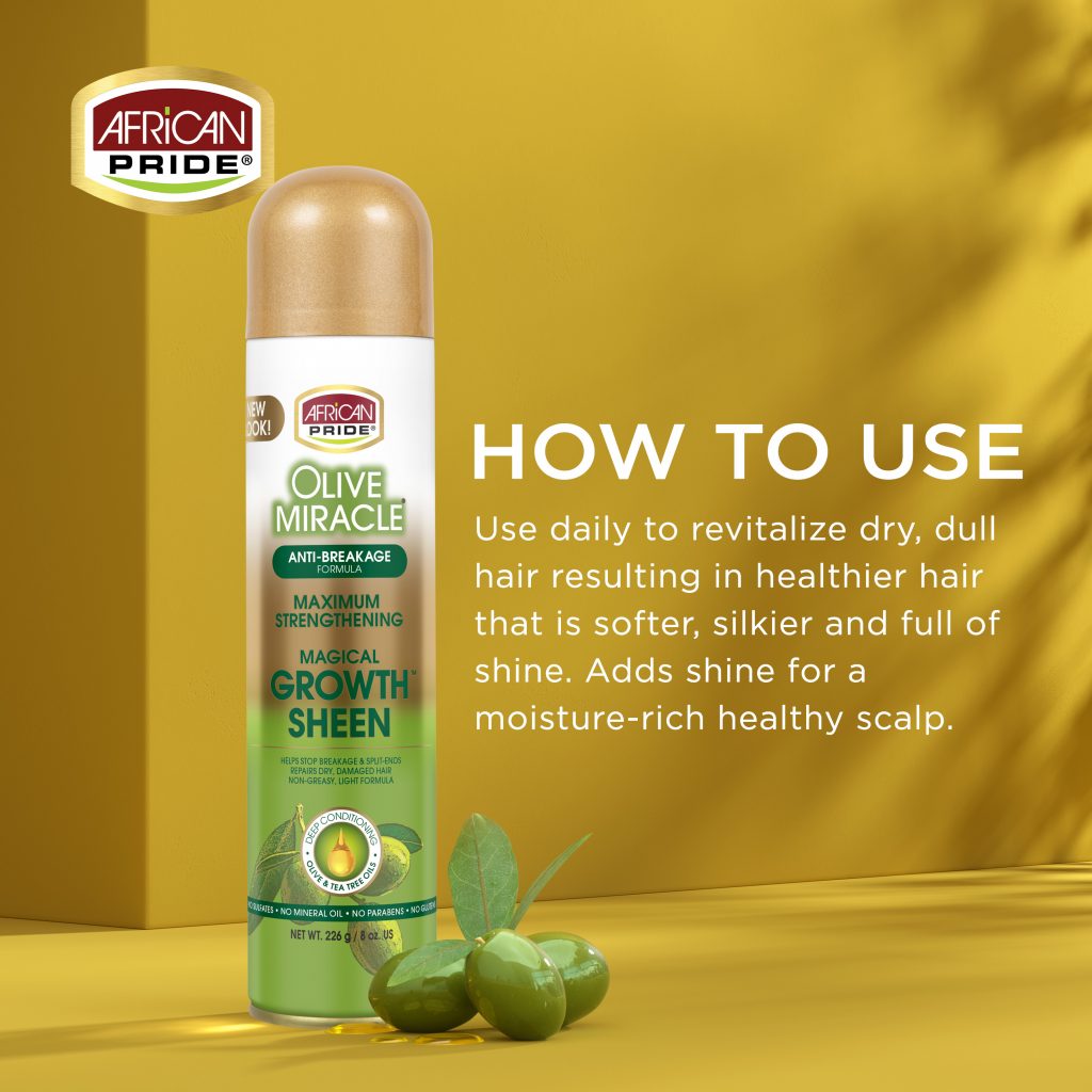 African Pride Olive Miracle Growth Sheen Spray 8 Oz