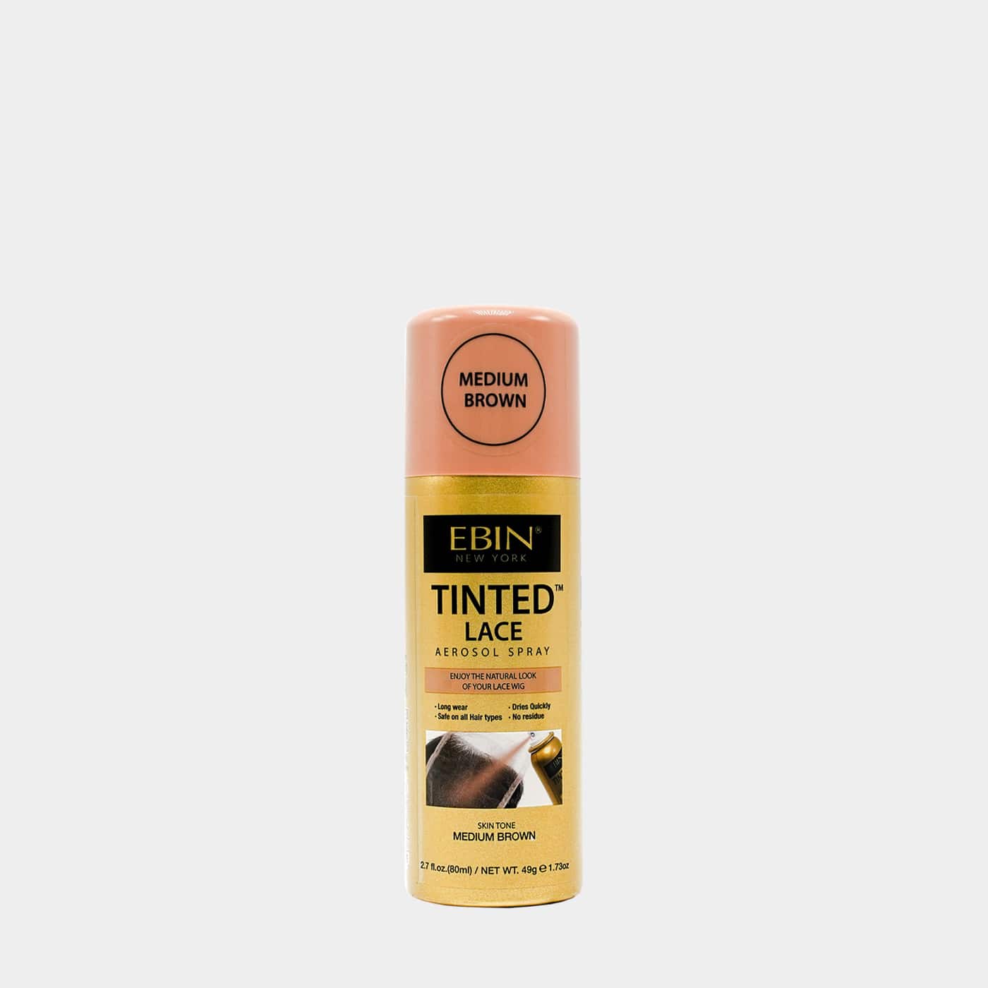 EBIN New York Tinted Lace Aerosol Spray 80ml - Medium Brown