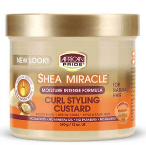 African Pride Shea Butter Miracle Moisture Intense Curly Styling Custard 12 Oz