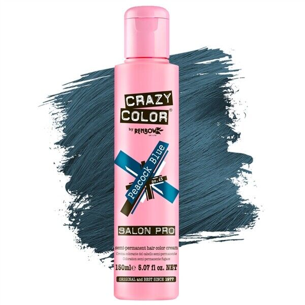 Crazy Color Semi Permanent Hair Dye Peacock Blue  4 Oz